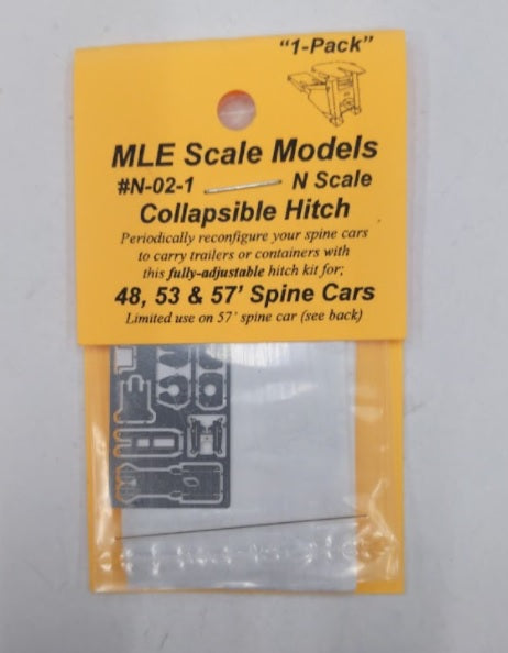 MLE Scale Models N-02-1 N Scale Collapsible Hitch Kit for 48, 53, 57 Spine Cars