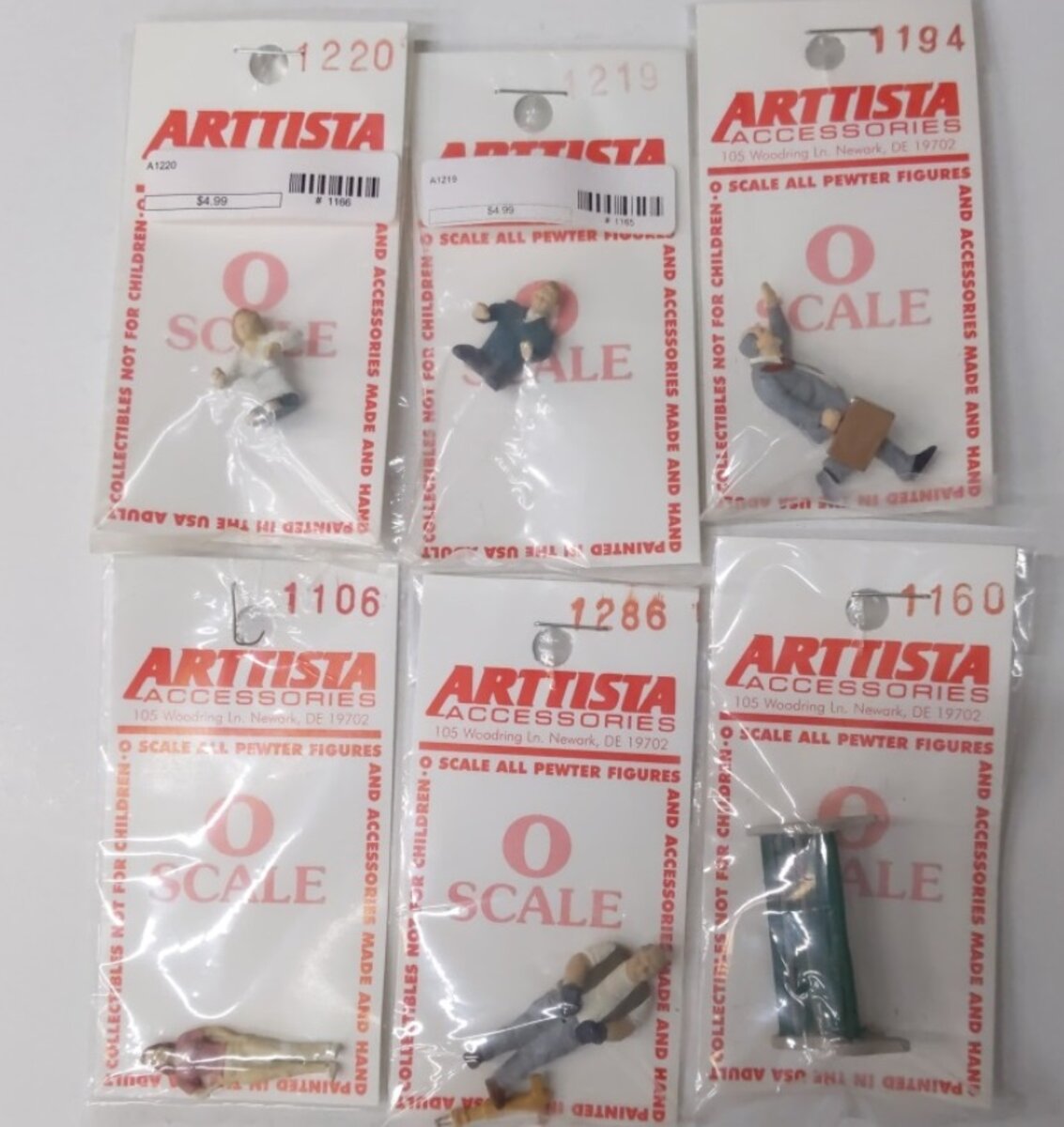 Arttista L-3 Lot of 6 O Scale Assorted Figures 1220 1219 1194 1106 1286 1160