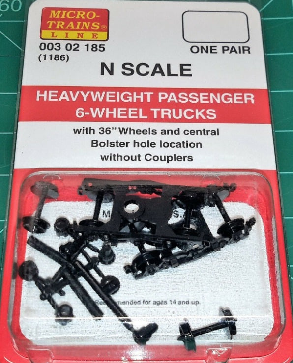 Micro-Trains 00302185 N Heavyweight Passenger 6-Wheel Trucks (Pack of 2)