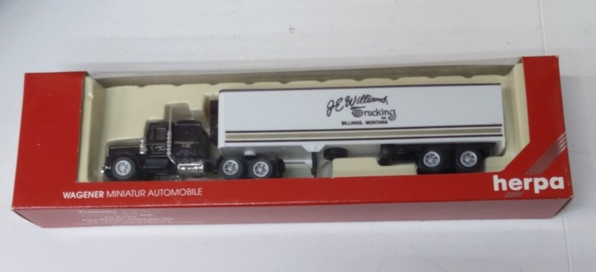 Herpa 6023 HO JE Williams Trucking Kenworth Tractor Trailer