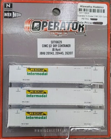 Scale Trains SXT10629 N CIMC J.B. Hunt 53' Dry Container (Pack of 3)