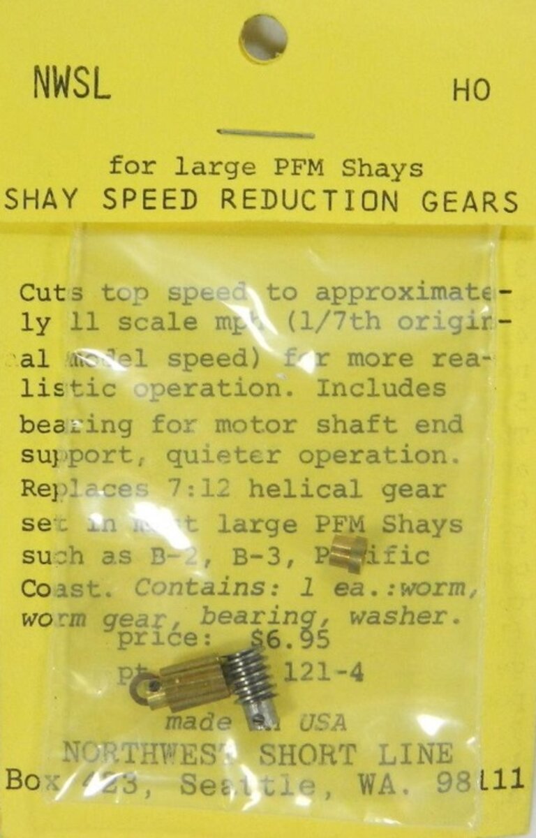 NWSL 121-4 HO Shay Speed Reduction Gears ForLarge PFM Shays