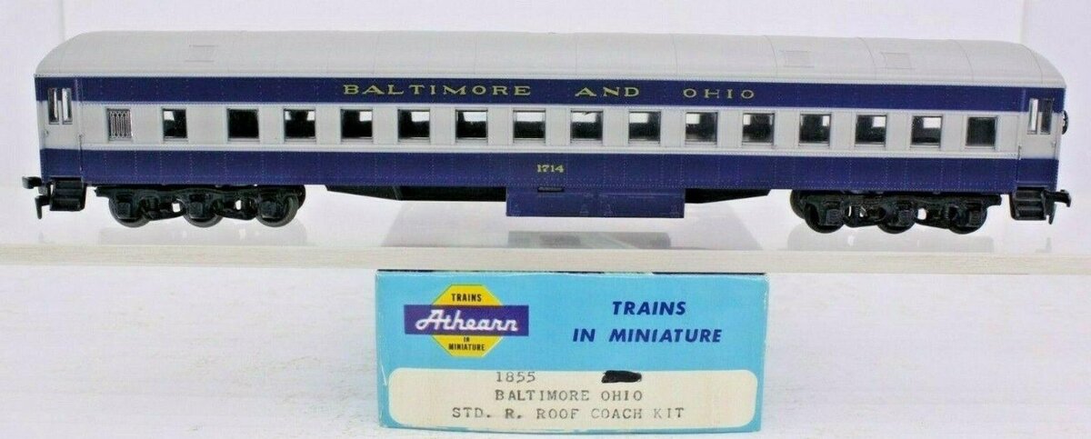 Athearn 1855 HO STD Coach R/R Baltimore And Ohio Roun Roof Coach Built