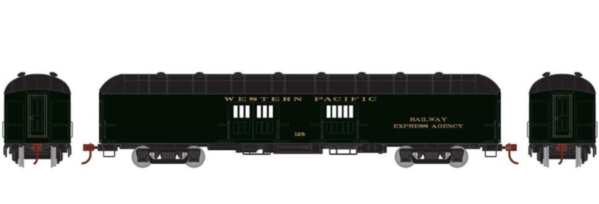 Roundhouse 86536 HO Western Pacific Arch-Roof Baggage Car # 128