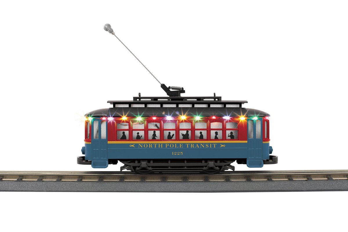 MTH 30-5218 O North Pole RailKing Bump-N-Go Trolley with LED Lights #1225