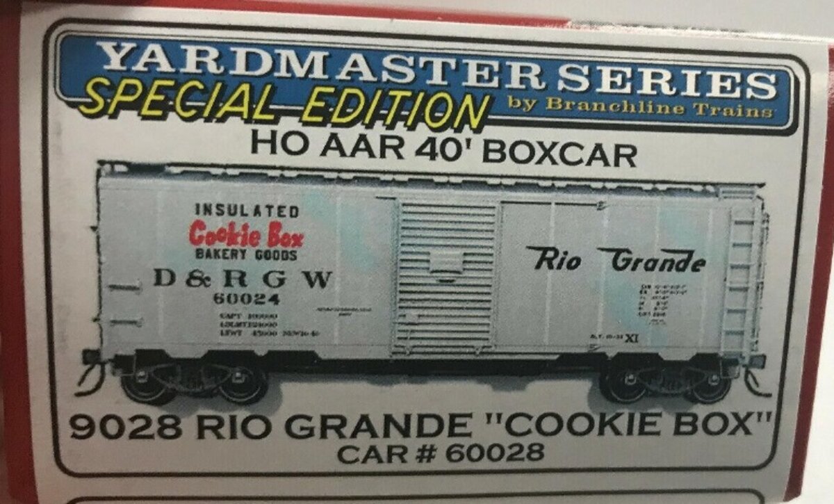 Branchline Trains 9028 HO Rio Grande Cookie Box AAR 40' Boxcar # 60028 Kit