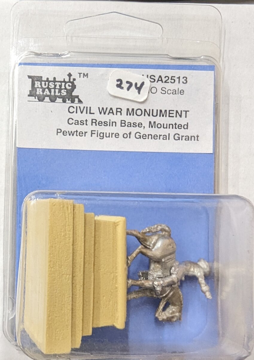 Rustic Rails HSA2513 HO Civil War General Grant Monument Statue Figure