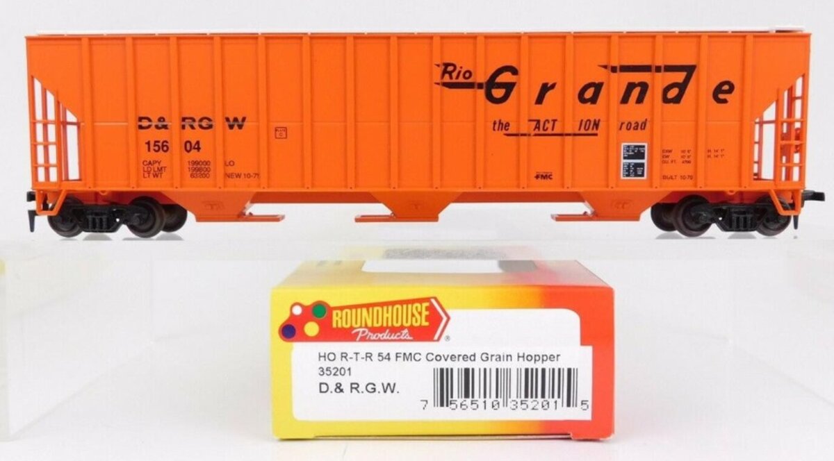 Roundhouse 35201 HO D&Rio Grande W R-T-54''''FMC Covered Grain Hopper Random Num