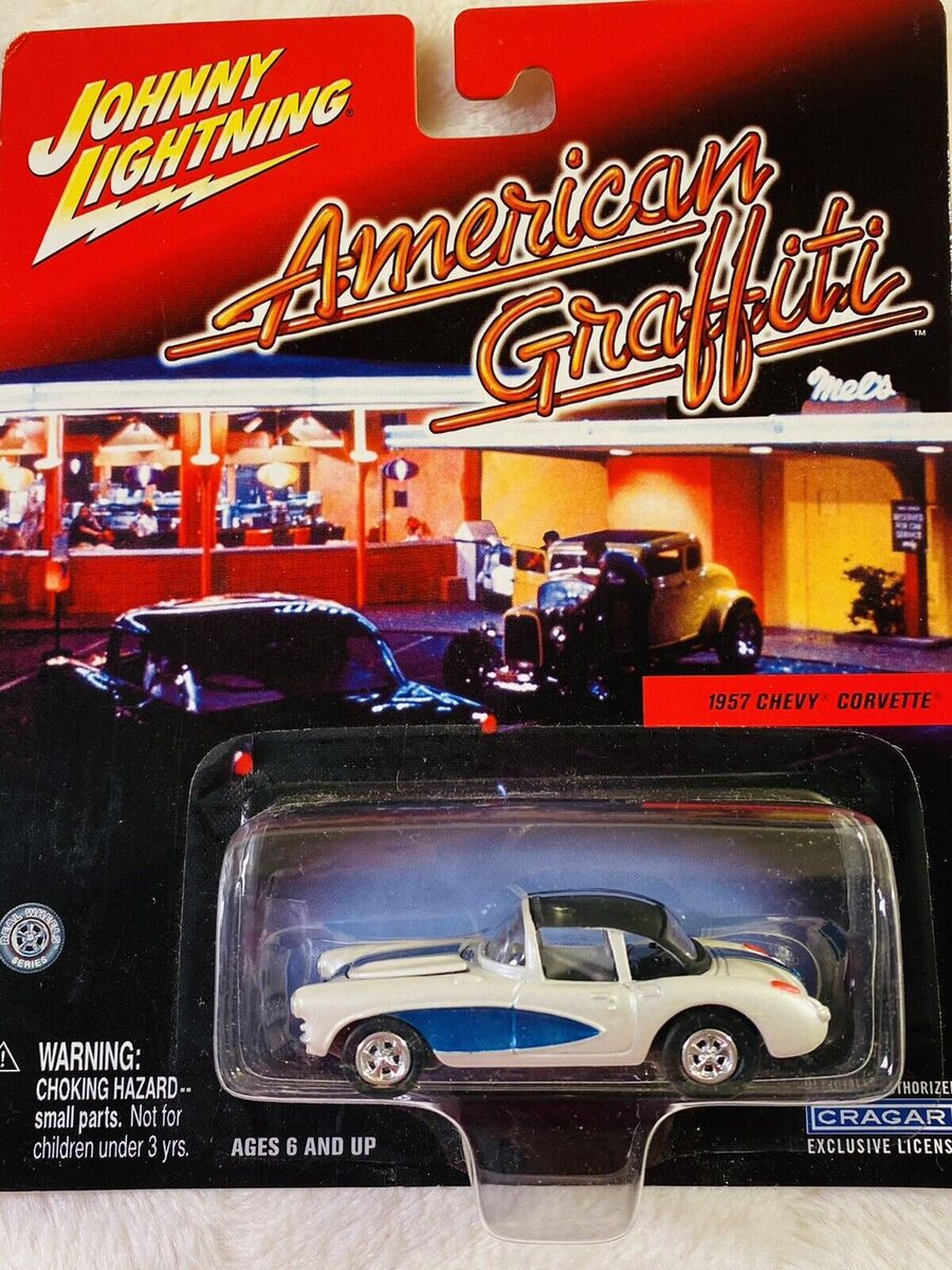 Johnny Lightning 994-01 American Graffiti 57' Chevy Corvette Silver/Blue Stripe