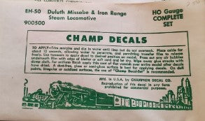 Champ Decals EH-50 HO Duluth Missabe & Iron Range Steam Locomotives Decals