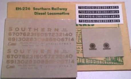 Champ Decals EH-226 HO Southern Railway Diesel Locomotive Complete Set