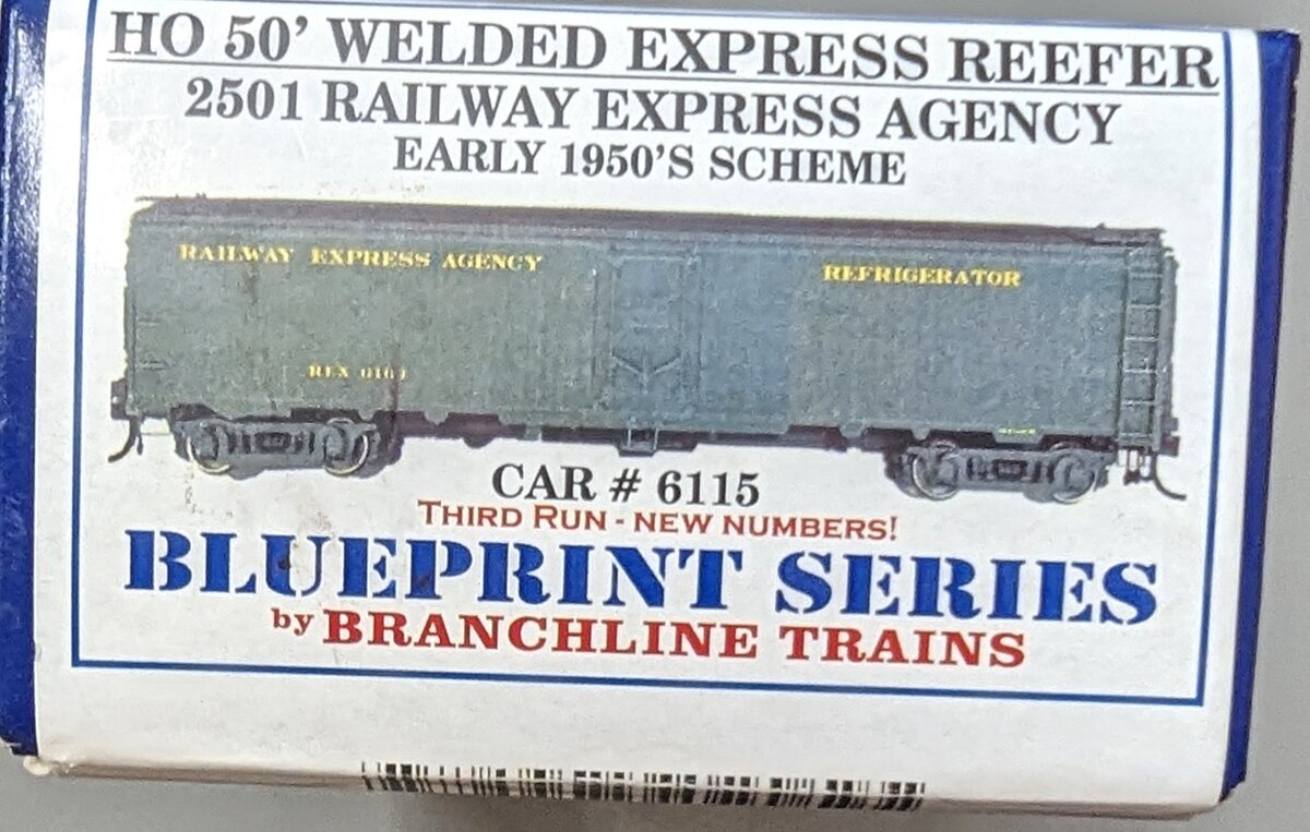 Branchline 2501 HO Scale REA 50' Welded Express Refrigerator Car #6115