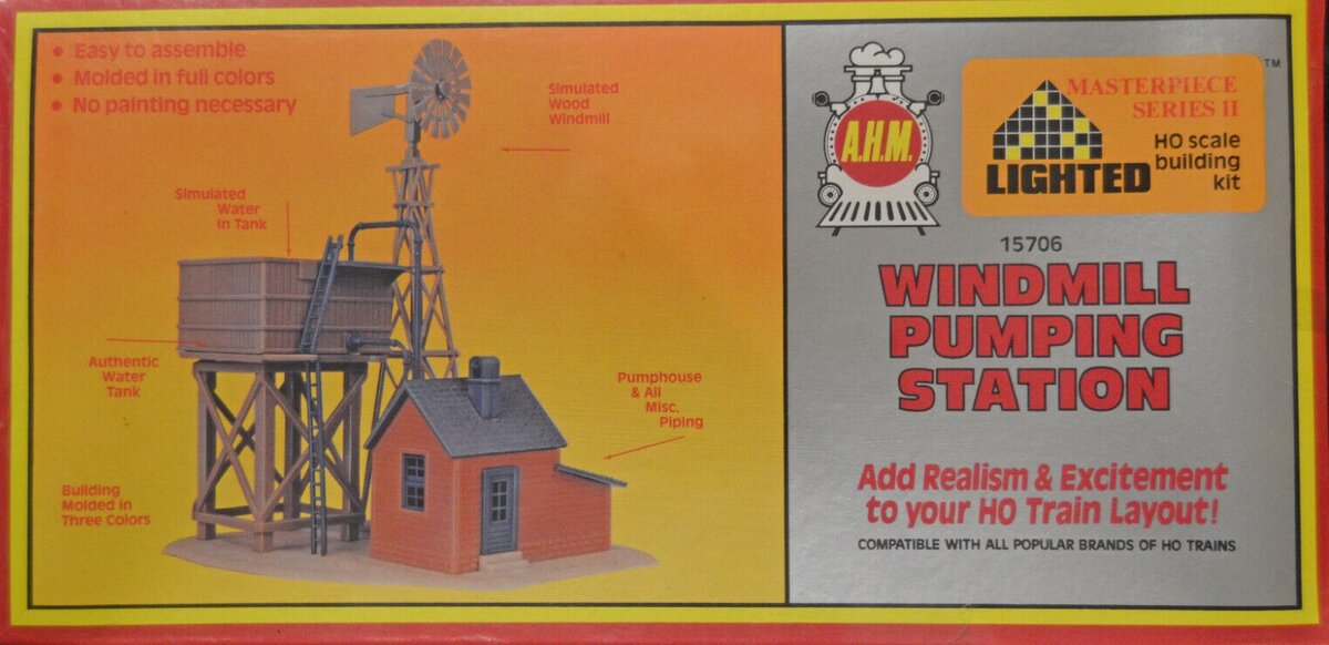 AHM 15706 HO Windmill Pumping Station Lighted Building Kit