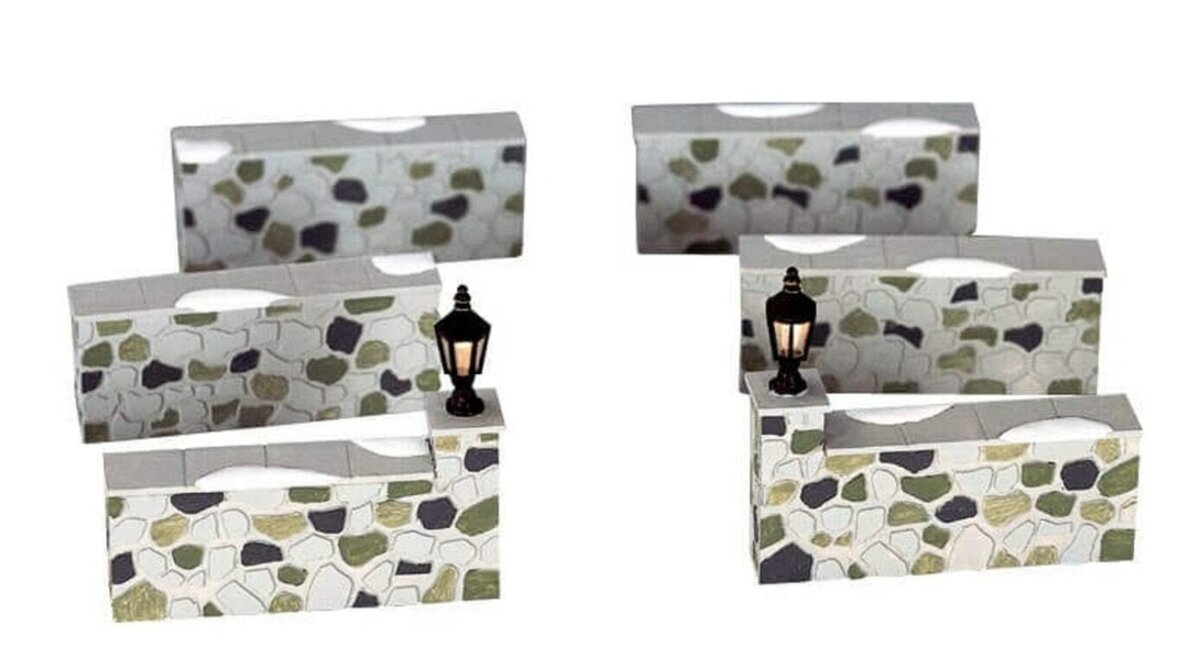 Lemax 110265 Fieldstone Wall W/2-Lamps Battery-Operated (Set of 6)