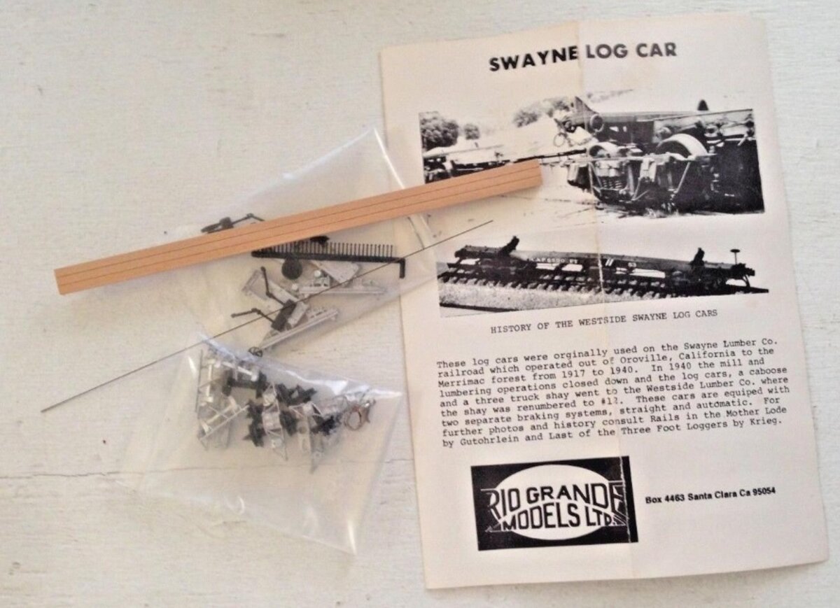 Rio Grande Models 3000LC HOn3 Swayne Log Car Kit