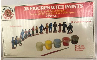 Bachmann 1955 O Scale Plasticville 32 Unpainted Figures w/Paint Kit