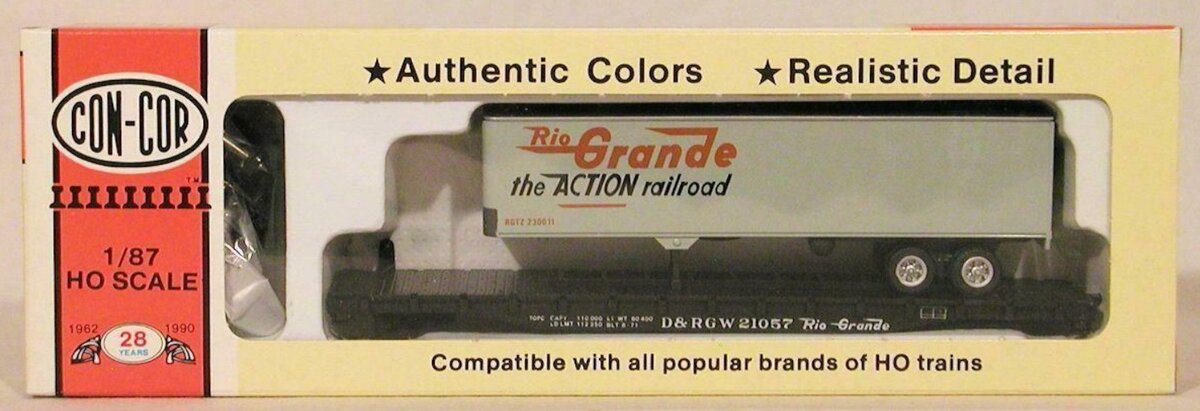 Con-Cor 0001-9277 HO 54' Rio Grande Flat W/DRGW Trailer TOFC Kit