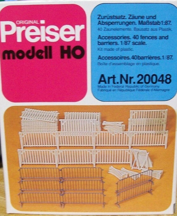 Preiser 20048 HO Accessories 40 Fences & Barriers Plastic Kit