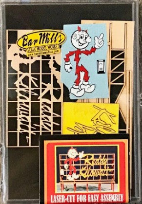 Bar Mills 0211 HO Reddy Kilowatt Laser Cut Billboard Kit