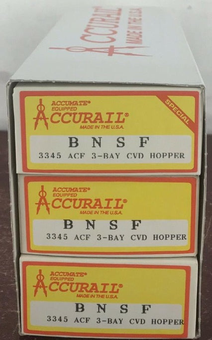 Accurail 3345 HO Burlington Northern Santa Fe ACF 3-Bay Cvd Hopper Kit(Set of 3)