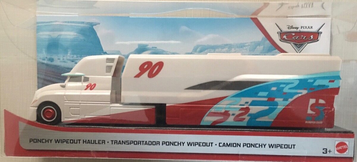 Mattel GGF35 Disney Pixar Cars Ponchy Wipeout Lowgear Smythe Hauler # 90