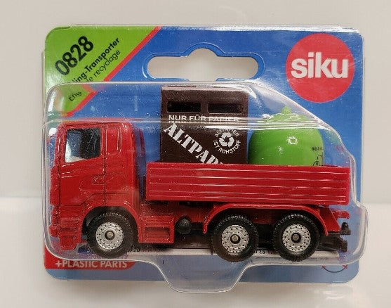 Siku 0828 1:64 Red Recycling Transporter w/Cargo