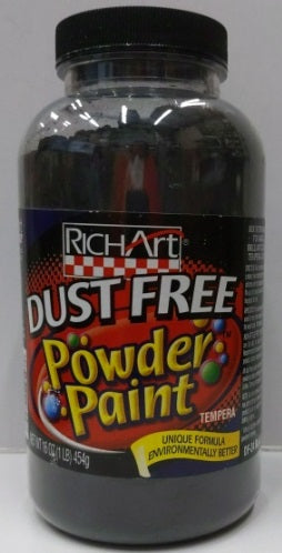 Richart FD--24 Black Powder Paint Tempera Dust Free 16 Oz. Jar