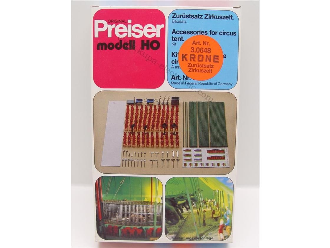 Preiser 3.0648 HO Circus Krone Tent Accessories Plastic Model Kit