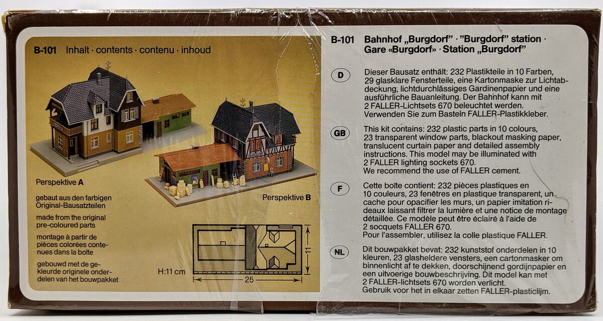 Faller B-101 HO B-101 Burgdorf Station Model Kit in Box