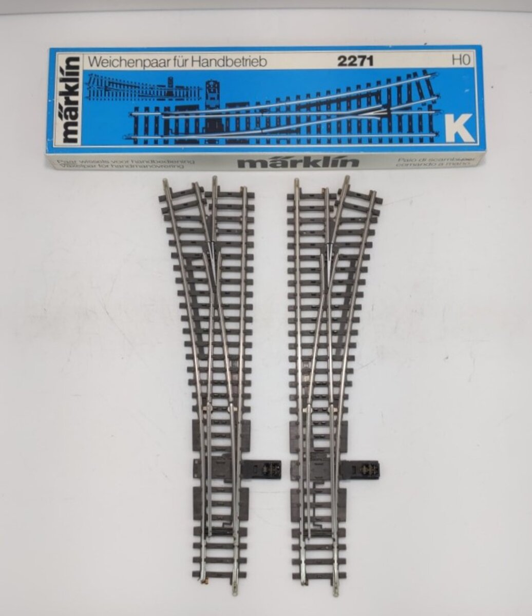 Marklin 2271 HO 14° K Track Left & Right Hand Switch Turnout (Set of 2)