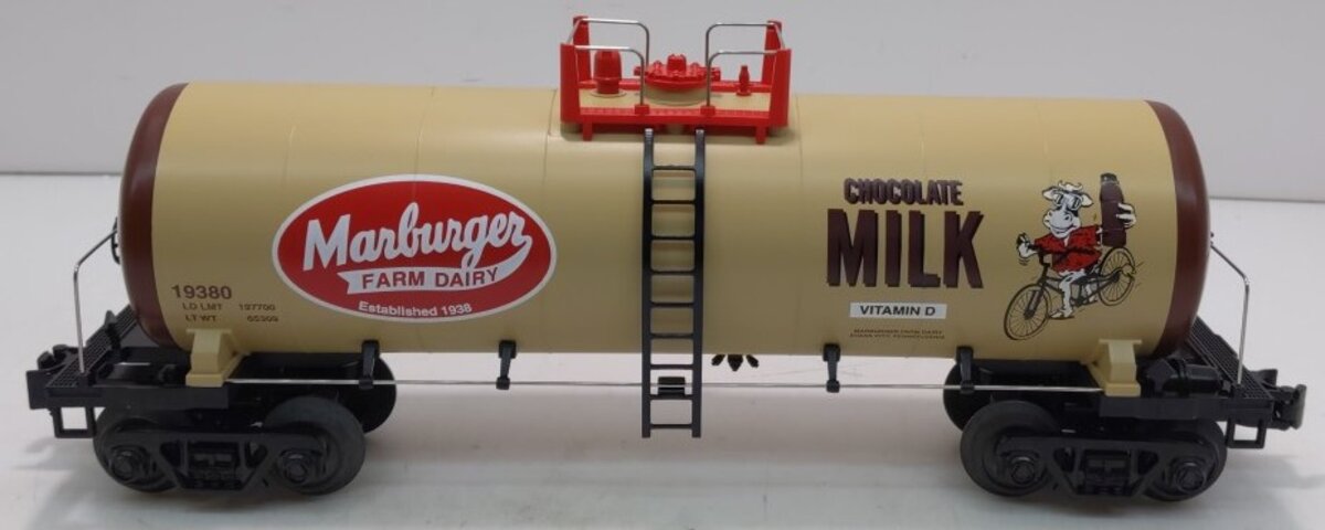 MTH 30-73335 O Gauge Marburger Dairy Chocolate Milk Modern Tank Car #19380