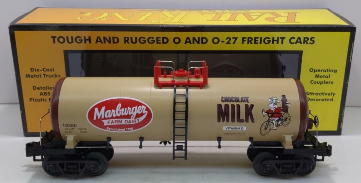 MTH 30-73335 O Gauge Marburger Dairy Chocolate Milk Modern Tank Car #19380