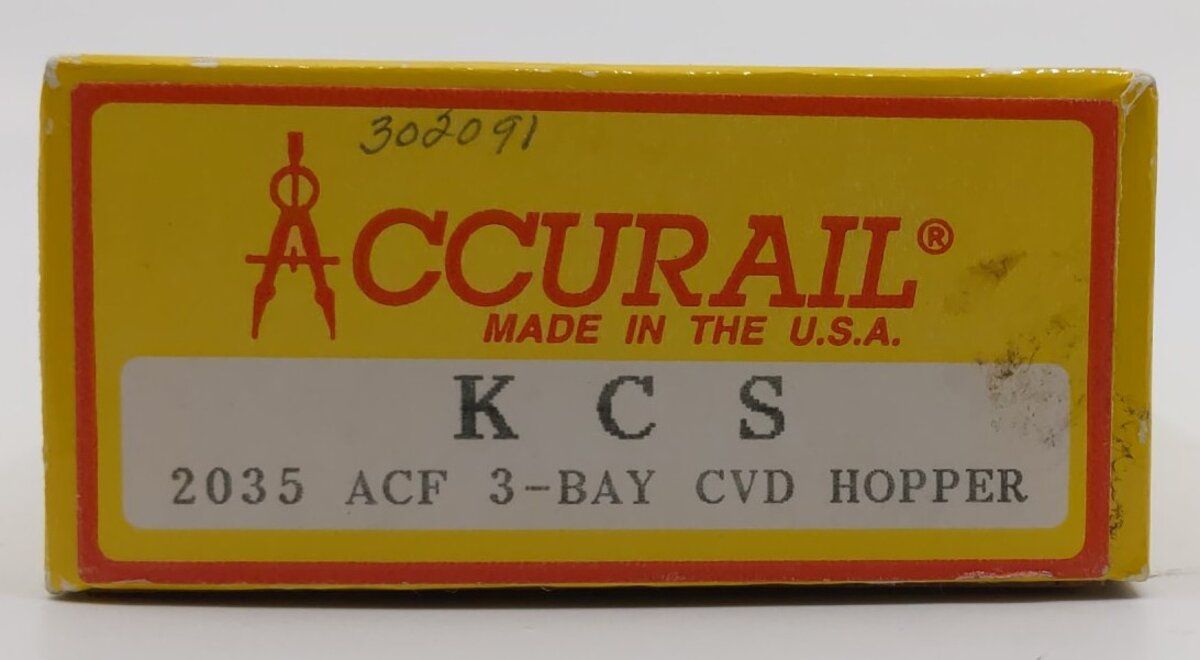 Accurail 2035 HO Scale KCS ACF 3-Bay Covered Hopper # 302091 Kit