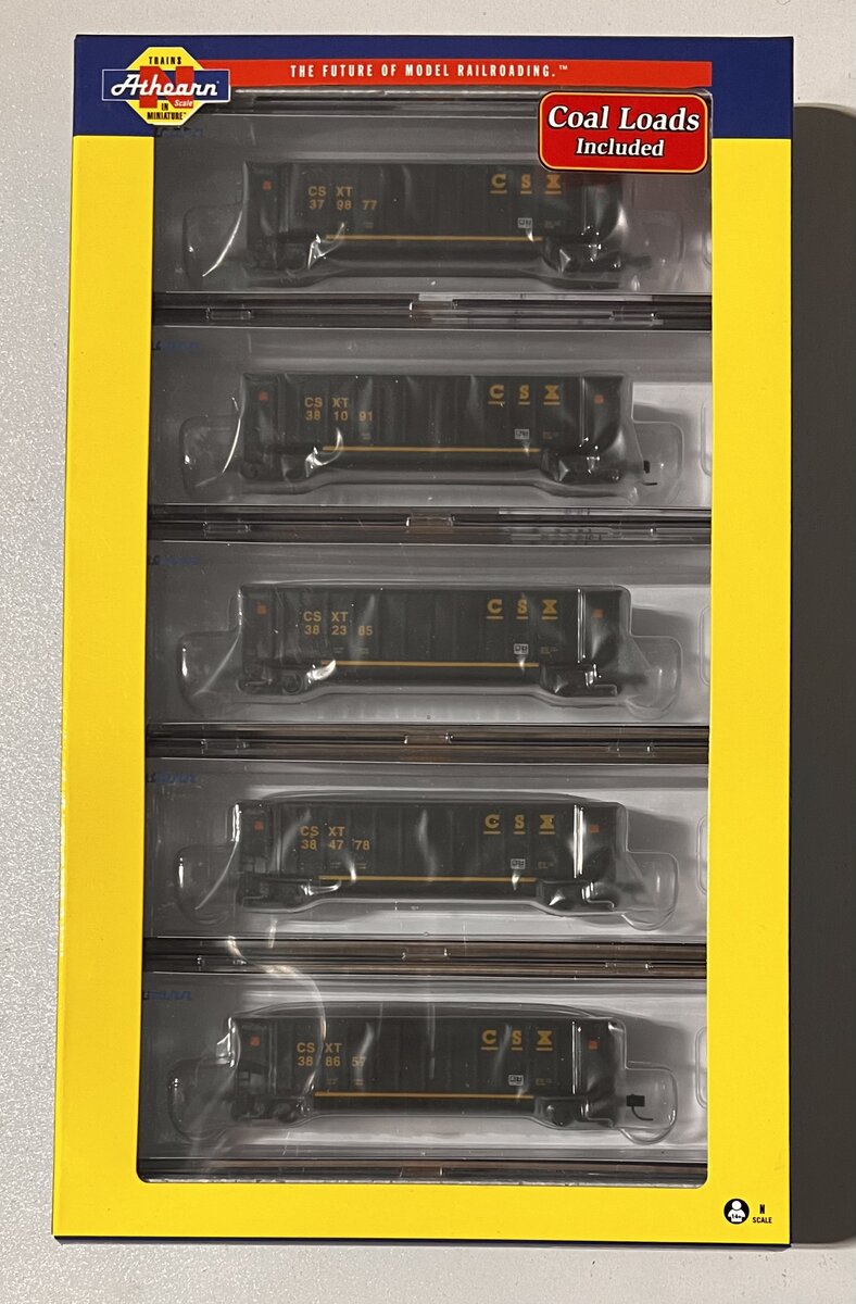 Athearn 25032 N Scale CSX Bethgon Coalporter Cars with Coal Loads (Set of 5)