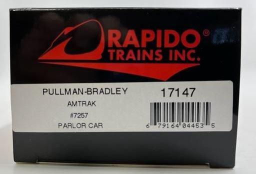 Rapido Trains 17147 HO Scale Amtrak Pullman-Bradley Parlor Car #7257