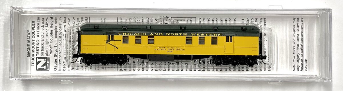 Micro-Trains 14000430 N C&NW Yellow RPO Heavyweight Passenger Car #9425