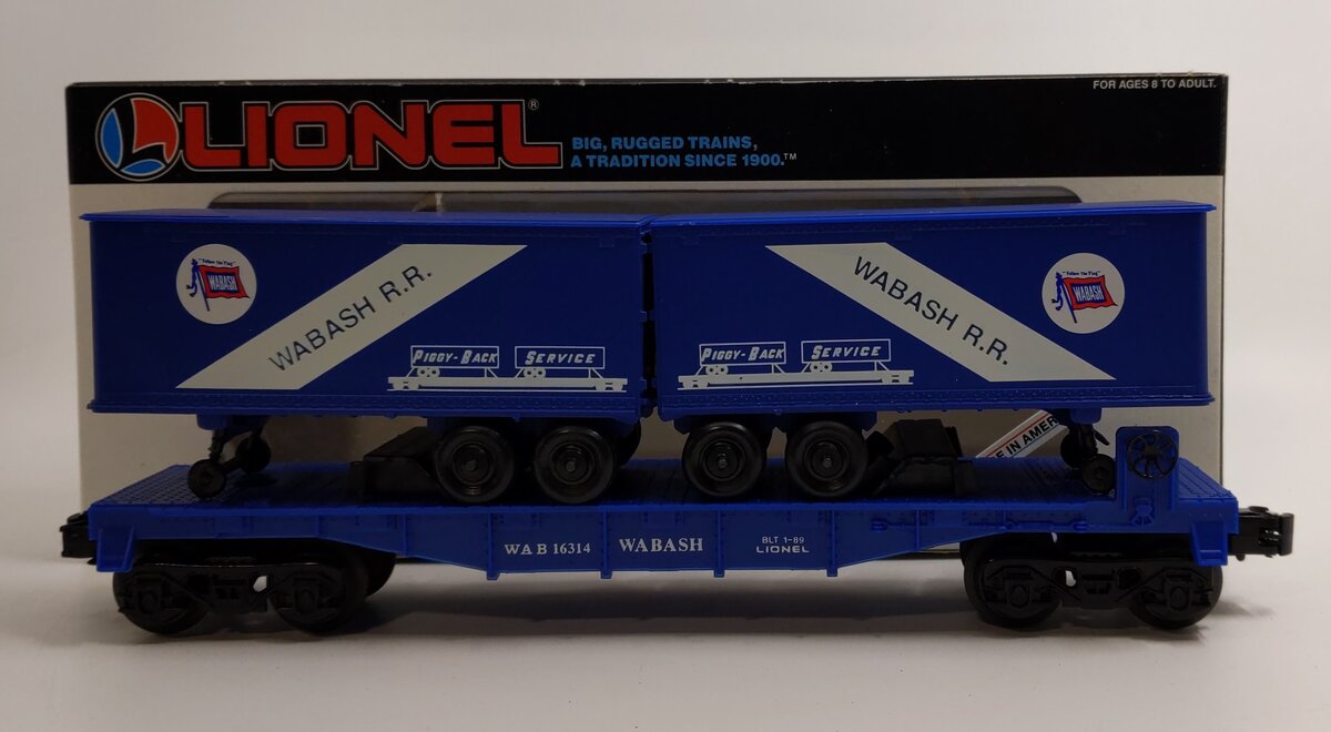 Lionel 6-16314 O Gauge Wabash Flatcar with Wabash Trailers #16314