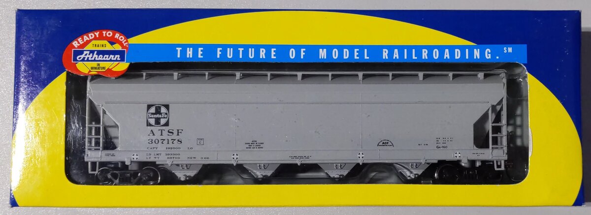 Athearn 7222 HO Scale ATSF ACF Centerflow 4-Bay Hopper #307178