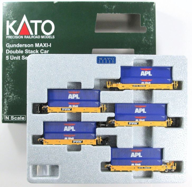 Kato 106-6142 N TTX 5-Unit Stack Car w/APL Containers