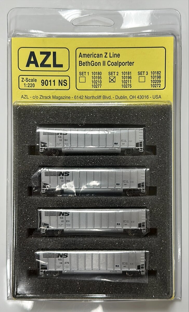 American Z-Line 9011-2 Z NS BethGon II Coalporter Freight Cars (Pack of 4)