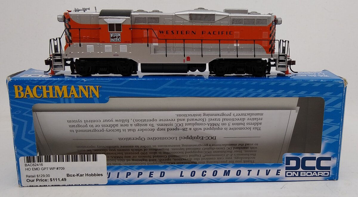 Bachmann 62416 HO Scale Western Pacific EMD GP7 Diesel Locomotive #709 with DCC