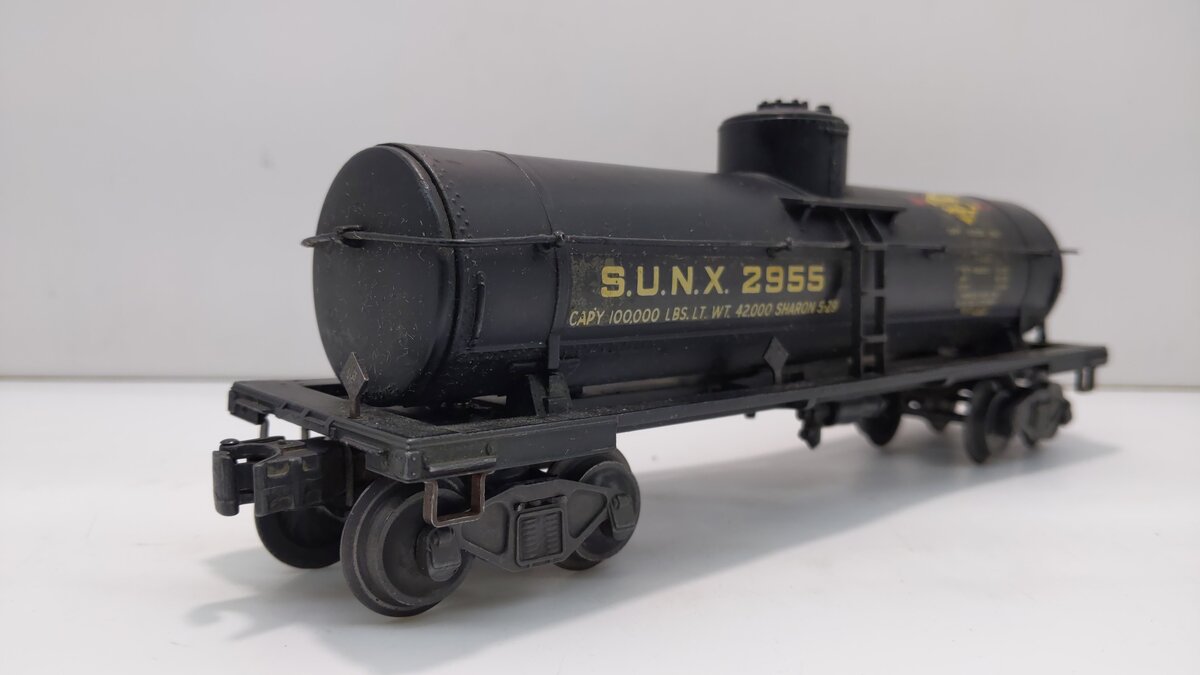 Lionel 2955 Vintage O Gauge Prewar Sunoco Die-Cast Single Dome Tank Car