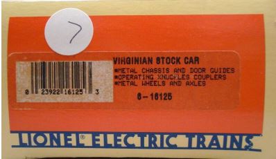 Lionel 6-16125 O Gauge Virginian Stock Car