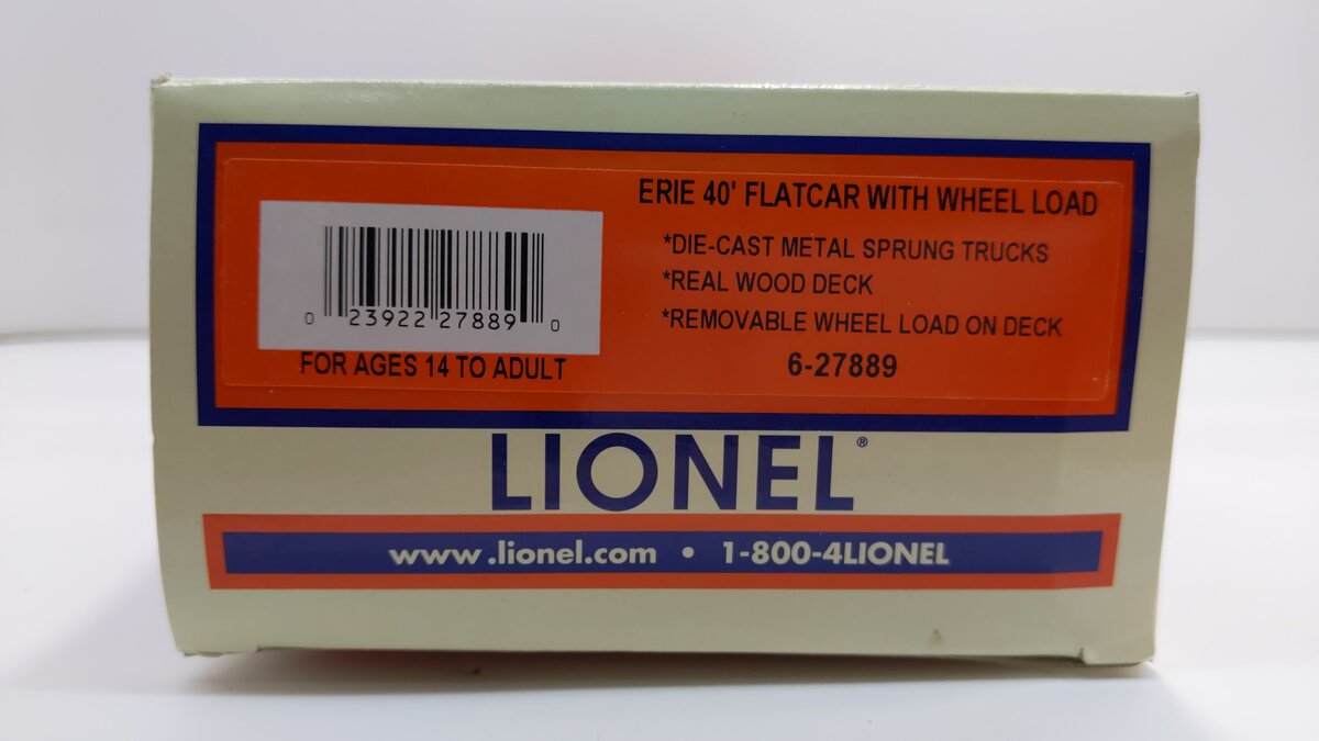 Lionel 6-27889 O Erie 40' Flatcar w/Wheel Load