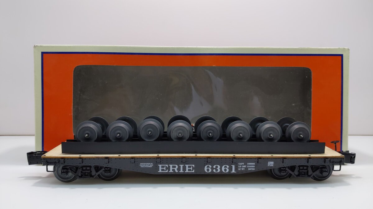 Lionel 6-27889 O Erie 40' Flatcar w/Wheel Load