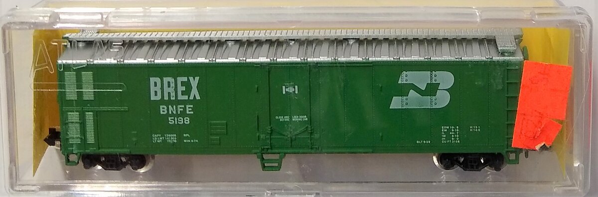 Atlas 3653 N Scale Burlington Northern 50' Reefer #5198