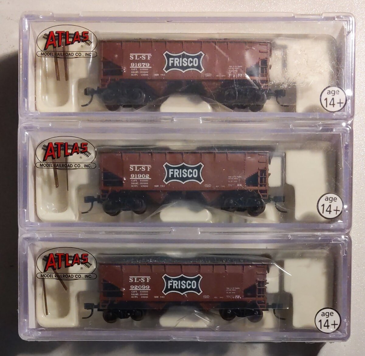 Atlas 5609 N Scale Frisco 2-Bay Offset Hopper Cars (Set of 3)