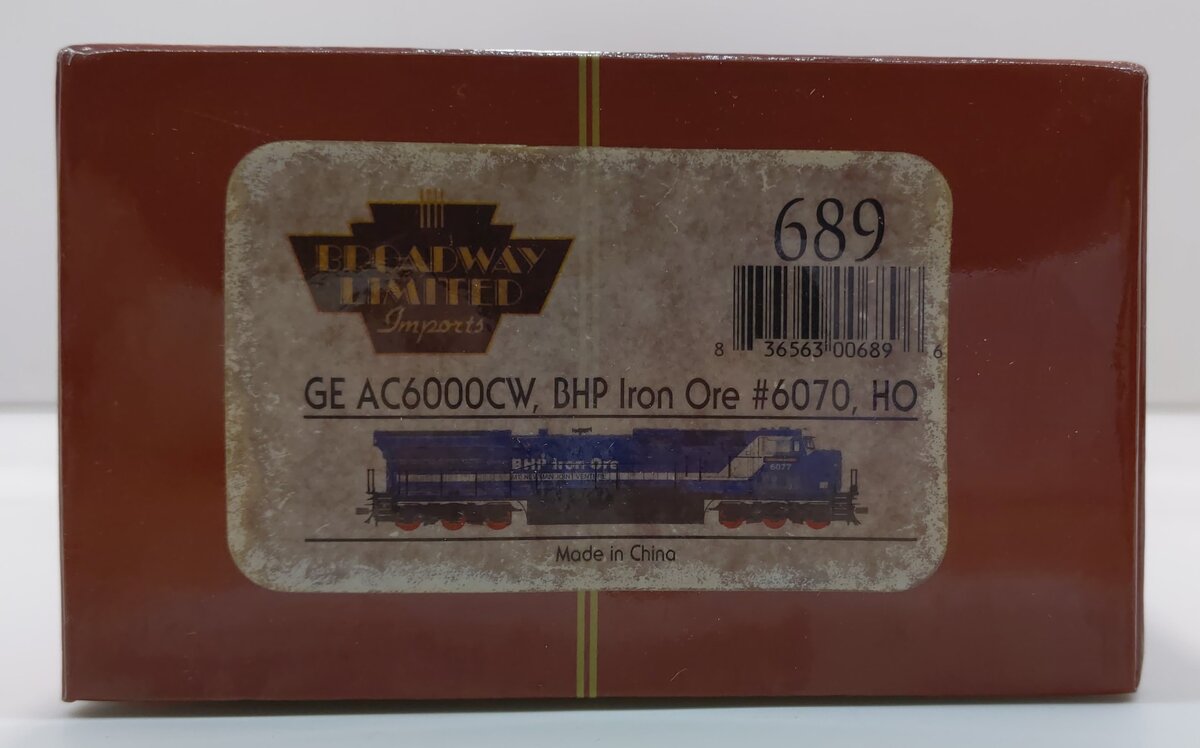 Broadway Limited 689 HO BHP Iron Ore GE AC6000CW Diesel Loco #6070 w/ DCC & SND