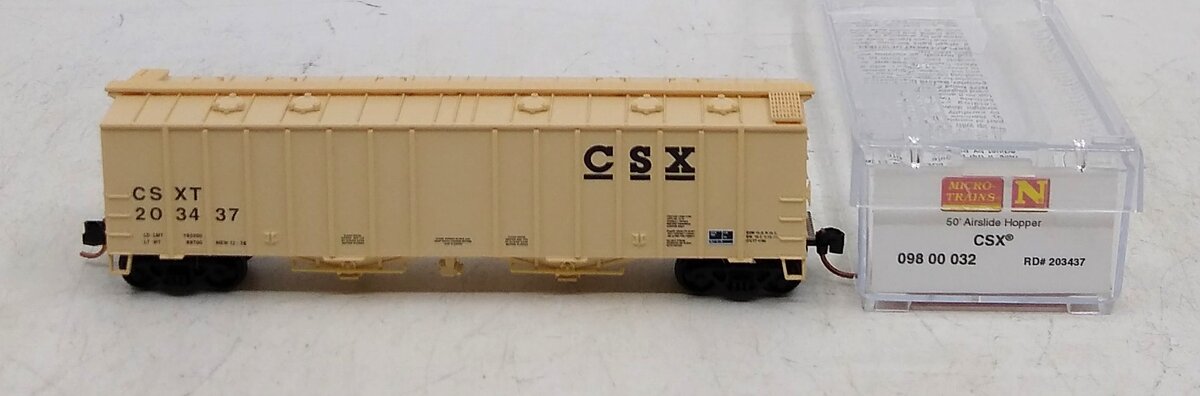 Micro Trains 09800032 N CSX 4180 cu ft Airslide Covered Hopper #203437