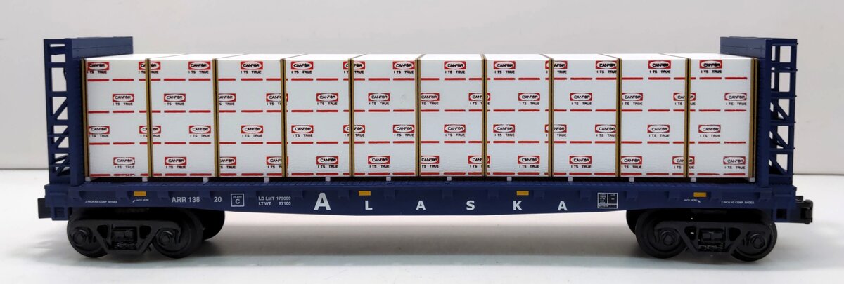 MTH 30-76449 O Alaska Flat Car with Bulkheads & Lumber Load #13820